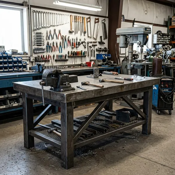 werkbank met stalen blad
